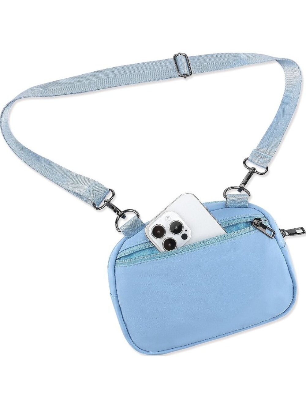 Women's Azure Blue Crossbody Belt Bag Fanny Pack Purse With Adjustable Strap